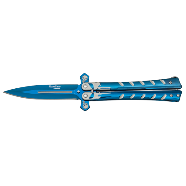 Nůž zavírací motýlek ALBAINOX MA 02282 Rainblue Skull - modrý