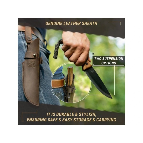 Nůž outdoorový s pevnou čepelí BEAVERCRAFT BSH3 Nightfall Bushcraft 120mm - orechové dřevo