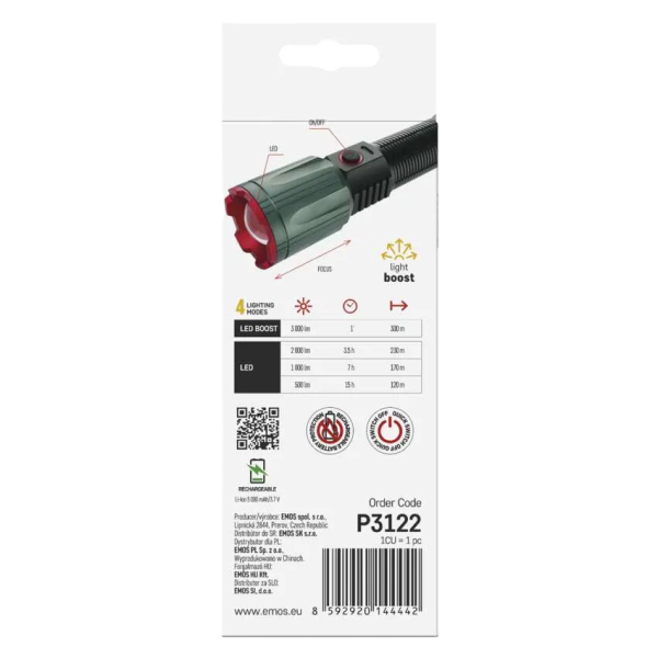 Svítilna ruční EMOS P3122 3000lm 5000mAh large - nabíjecí