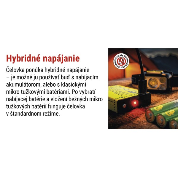 Svítilna čelová EMOS LED P3546 550lm Li-Pol 100mAh nabíjecí - černá