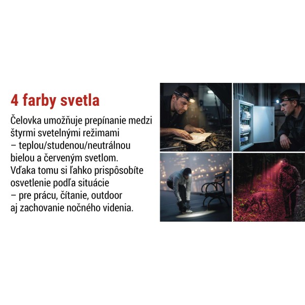 Svítilna čelová EMOS LED P3546 550lm Li-Pol 100mAh nabíjecí - černá
