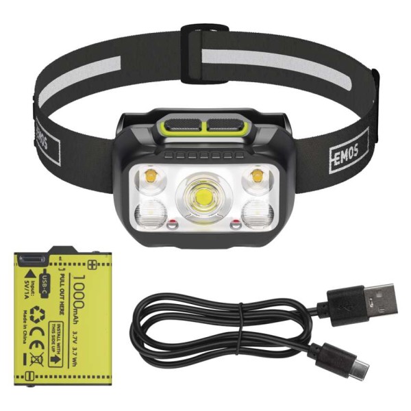 Svítilna čelová EMOS LED P3546 550lm Li-Pol 100mAh nabíjecí - černá