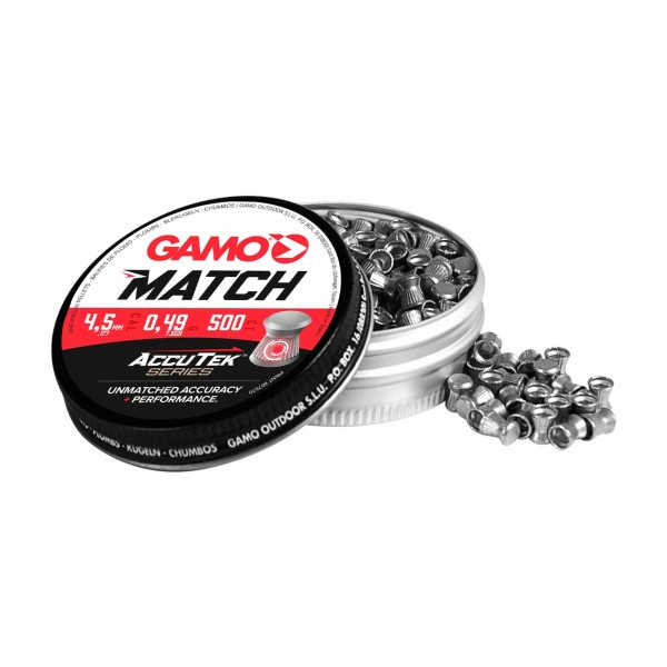 Diabolky GAMO AccuTek Match 0,49g, kal. 4,5mm, 500ks - ploché