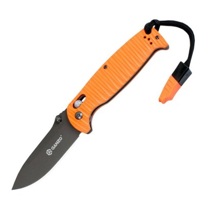 Nůž zavírací outdoorový GANZO G7413P-OR-WS s píšťalkou - oranžový