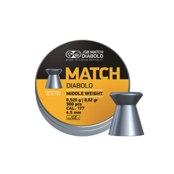 Ďábelky JSB Match Middle Weight 0,520g, kal.4,5mm, 500ks - ploché