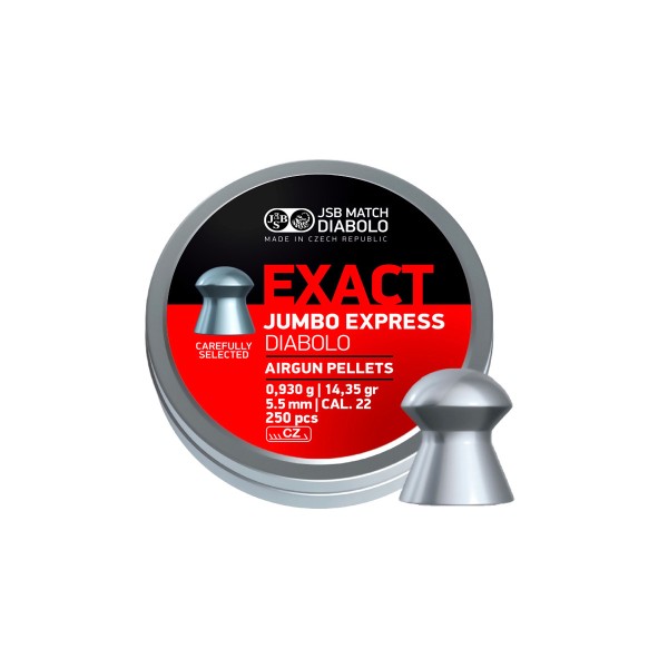 Ďábelky JSB Exact Jumbo Express 0,930g, kal. 5,52mm, 250ks - oblé
