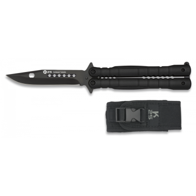 Nůž zavírací motýlek K25 02131 Tactical - černá