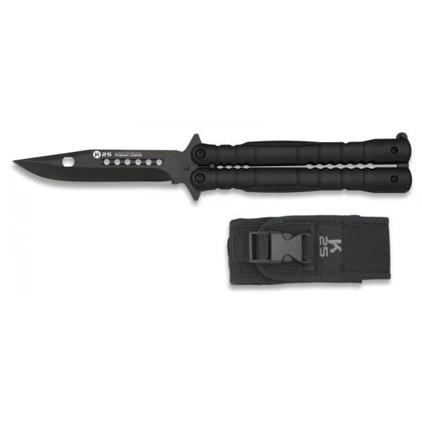 Nůž zavírací motýlek K25 02131 Tactical - černá