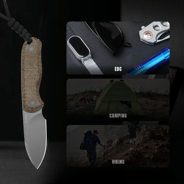 Nůž outdoorový s pevnou čepelí KIZER Drop Bear Azo 14C28N 1094A1 - Burlap micarta