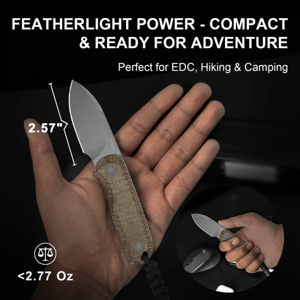 Nůž outdoorový s pevnou čepelí KIZER Drop Bear Azo 14C28N 1094A1 - Burlap micarta