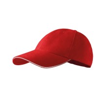 Kšiltovka bavlněná MALFINI Baseball sandwich - rudá/bílá