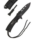 Nůž zavírací taktický MIL-TEC Black One Hand Knife Paracord s křesadlem - černý