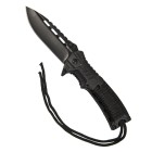 Nůž zavírací taktický MIL-TEC Black One Hand Knife Paracord s křesadlem - černý