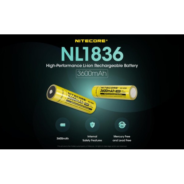 Akumulátor NITECORE NL1836 18650 Li-ion 3,6V - 3600mAh