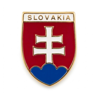 Odznak s nápisem SLOVAKIA erb 1,7x1,3cm - zlatý