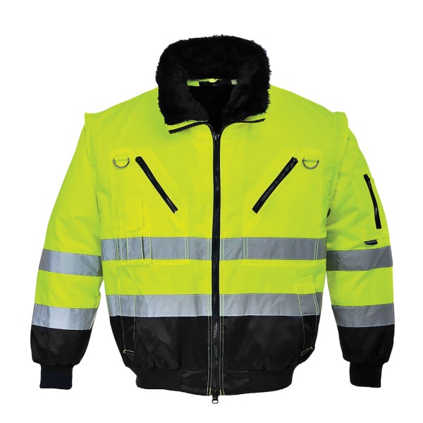 Bunda reflexní PORTWEST PJ50 Hi-Vis 3v1 Pilot - žlutá/černá