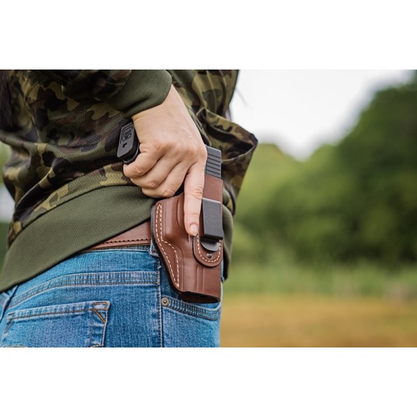 Pouzdro opaskové kožené FALCO Multifit IWB/OWB AM02-2215 pravé - hnědé