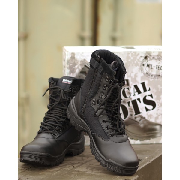 Obuv taktická MIL-TEC Black Tactical Boots se zipem - černá