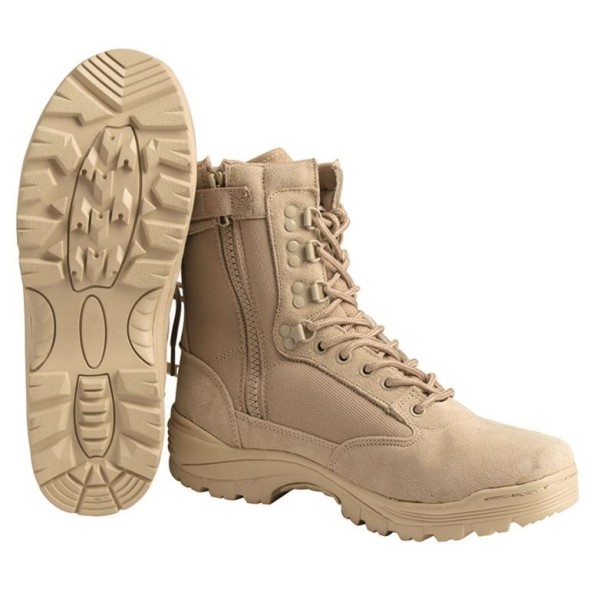 Obuv taktická MIL-TEC Khaki Tactical Boots se zipem - desert
