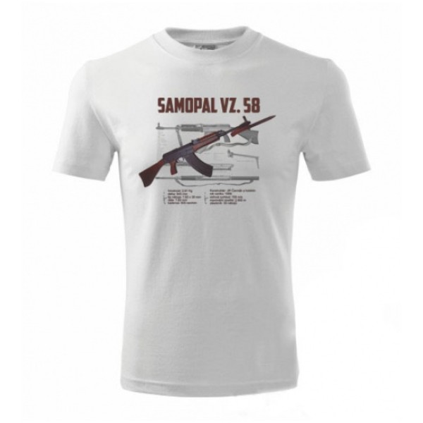 Triko STRIKER s potiskem Samopal vz.58 - bílé