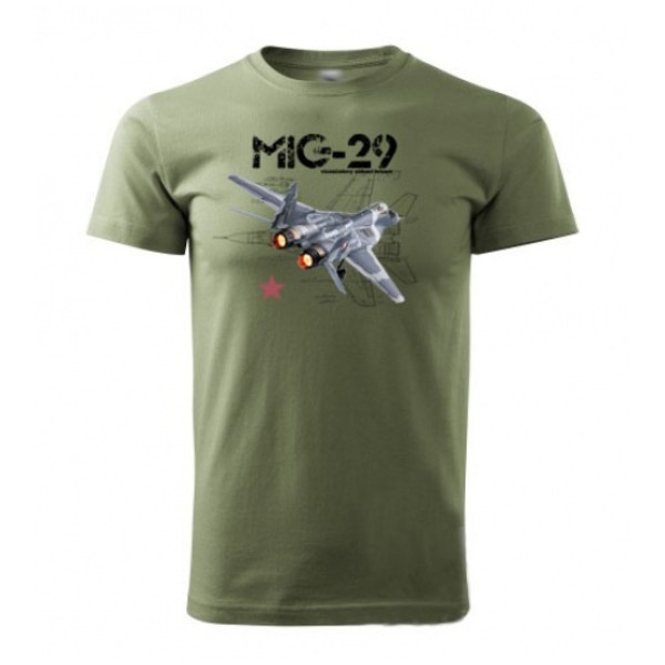 Triko STRIKER s potiskem MIG-29 - olivové