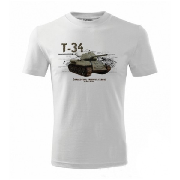 Triko STRIKER s potiskem T-34 - bílé