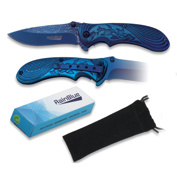 Nůž zavírací ALBAINOX MA 18021 Rainblue Flowers - modrý