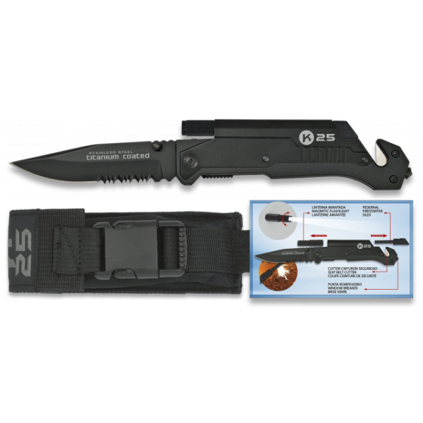 Nůž zavírací taktický K25 Survival Tactica 19265 - černý