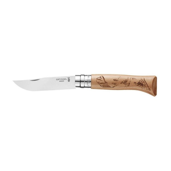 Nůž zavírací OPINEL N°08 INOX Gravure Sport Velo - buk