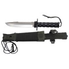 Nůž taktický s pevnou čepelí MFH Rambo Jungle II 44143 s kompasem a příslušenstvím