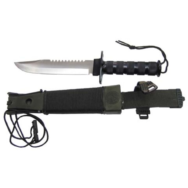 Nůž taktický s pevnou čepelí MFH Rambo Jungle II 44143 s kompasem a příslušenstvím