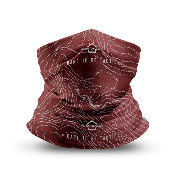 Šátek multifunkční PENTAGON Skiron Topographic Map - červený
