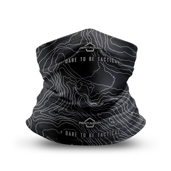 Šátek multifunkční PENTAGON Skiron Topographic Map - černý