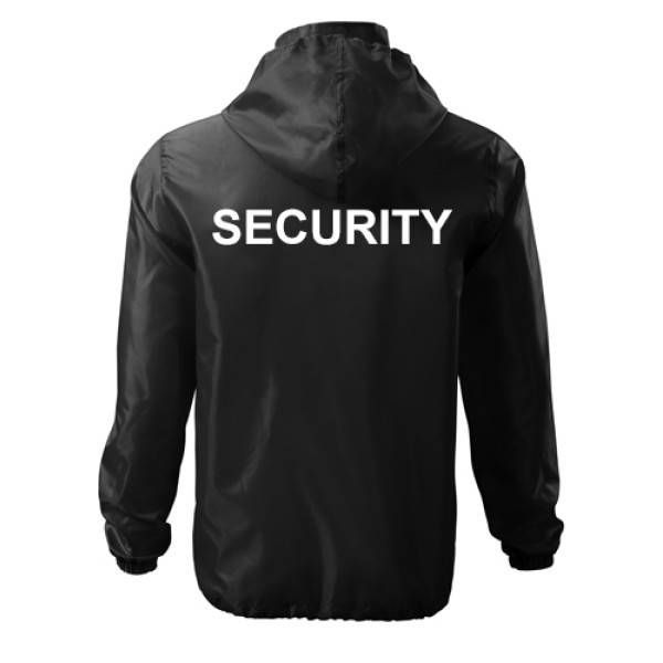 Větrovka nylonová SECURITY, s bílým nápisem - černá
