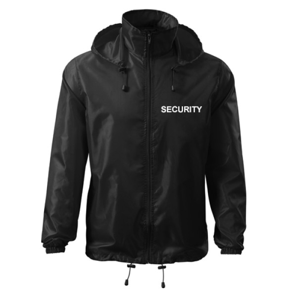 Větrovka nylonová SECURITY, s bílým nápisem - černá