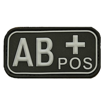 Patch označení krevní skupiny, AB+ POS - černý