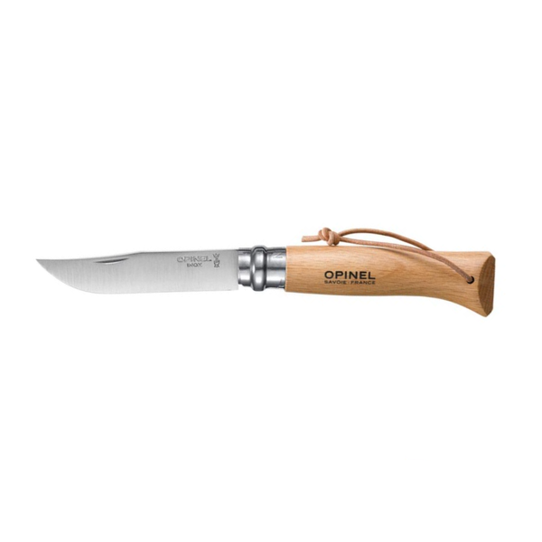 Nůž zavírací OPINEL No.07 INOX Adventurer s koženou šňůrkou - buk