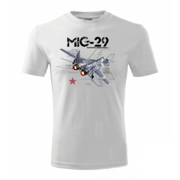Triko STRIKER s potiskem MIG-29 - bílé
