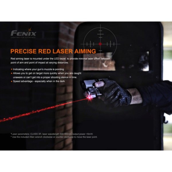 Svítilna na pistoli FENIX GL22 s laserem 750lm - černé