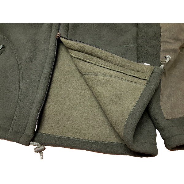 Bunda zateplená HUNTER jelen NEW fleece s kapucí - olivově zelená