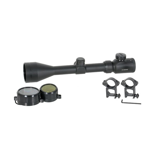 Puškohled PCS 3-9x50E podsvícený, se zvýšenou montáží 22mm - černý