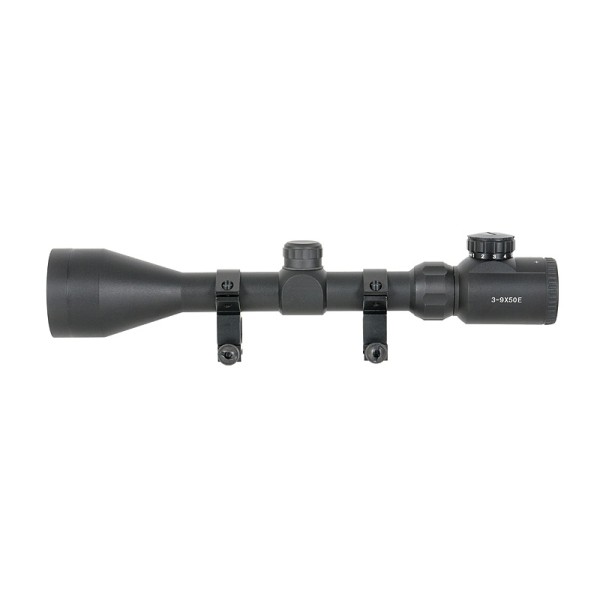 Puškohled PCS 3-9x50E podsvícený, se zvýšenou montáží 22mm - černý