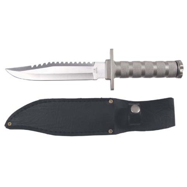 Nůž taktický s pevnou čepelí MFH 44433 Survival - stříbrný