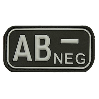 Patch označení krevní skupiny, AB- NEG - černý