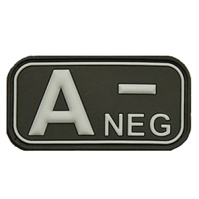 Patch označení krevní skupiny, A- NEG - černý