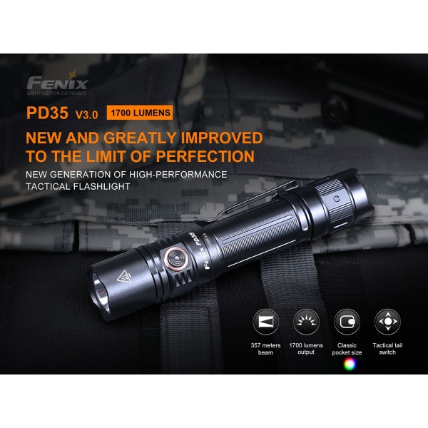 Svítilna taktická FENIX PD35 V3.0 nabíjecí - černá