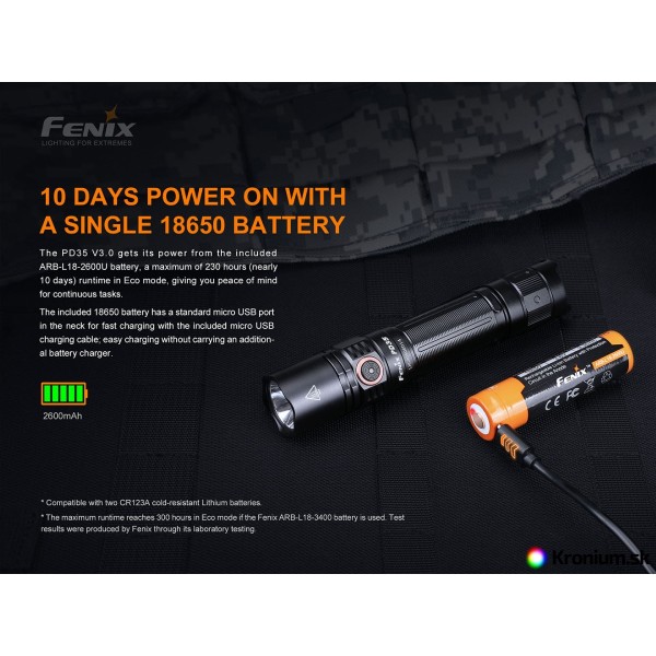 Svítilna taktická FENIX PD35 V3.0 nabíjecí - černá