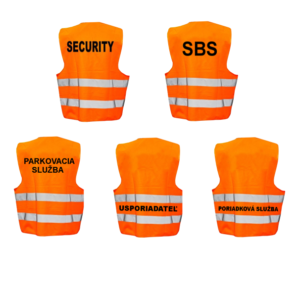 Vesta reflexní s potiskem SECURITY - oranžová